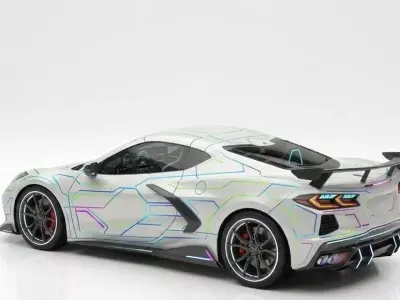 Custom Cyberpunk Chevrolet Corvette C8 Futuristic Neon Concept 3D model