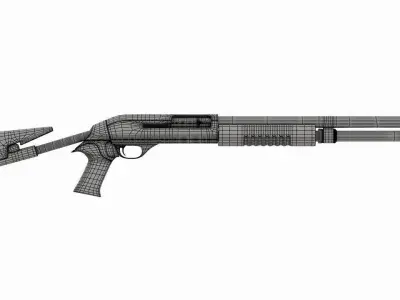 Shotgun Kitbash Low-poly 3D model