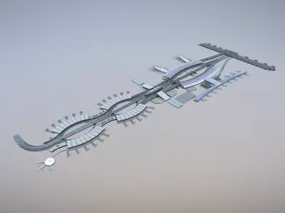 Airport Terminal LFPG Terminal2 Charles de Gaulle Airport Low-poly 3D model