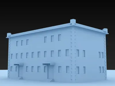 Building Lowpoly with roof Low-poly 3D model