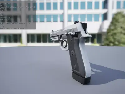 Pistola 3D Branca e Cinza 3D model