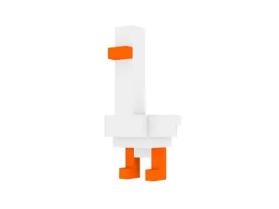WHITE SWANS VOXEL ANIMAL Low-poly 3D model