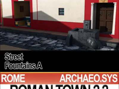 Roman Town Street Fountains A 2 2 Low Poly Pompeii type 3D model