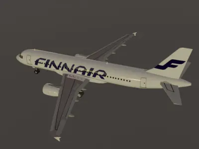 Finnair airbus a320-214 low poly 3d model  Low-poly 3D model