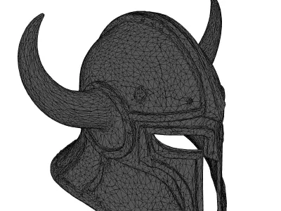 Viking Horned Warrior Helmet 3D model