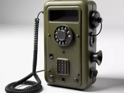 Vintage Military Field Phone 3D Model 3D model