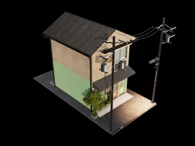 Japan Coffee Shop Store Front 3D model