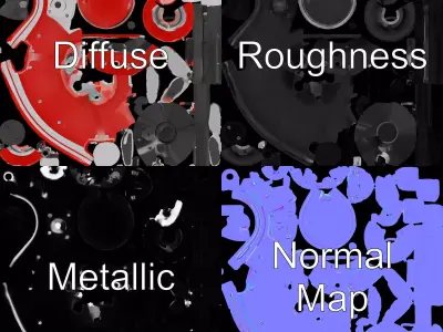 Red Surveillance Drone model pack Low-poly 3D model