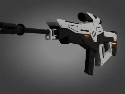Sci-Fi Rifle Gun - Low Poly - Game Ready - PBR Low-poly 3D model