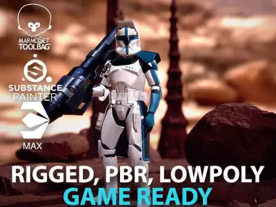 Clone Heavy Trooper Rigged Low-poly 3D model