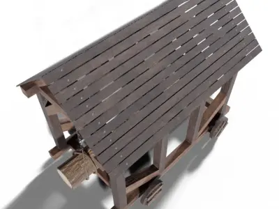 Battering ram medieval Low-poly 3D model