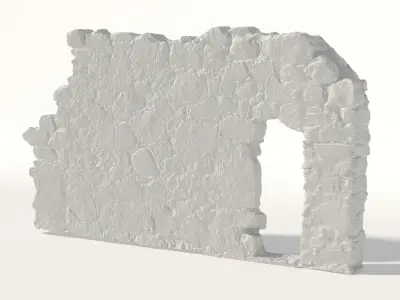 Old castle wall part E Low-poly 3D model
