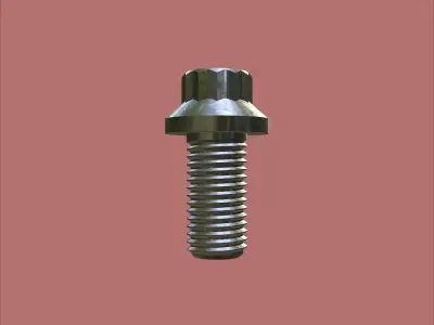 Steel Stained M6 12 Point Bolt 4K PBR 3D model