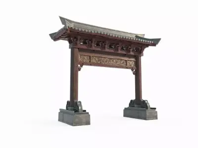 Asian Ancient Architecture Gate 3D model