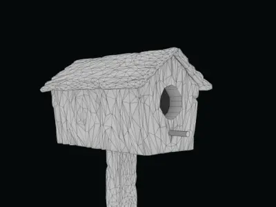 Cartoon Birdhouse Low-poly 3D model