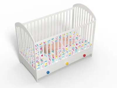 Baby Girl in Bed Sleeping Fur Rigged 3D model