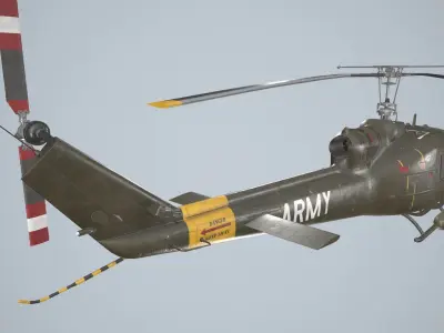 Bell UH-1B US Army Basic Animation Low-poly 3D model