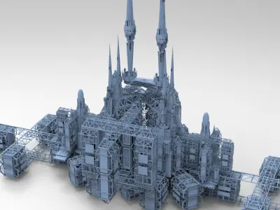 Ancient Mars Temple 3 versions 3D model