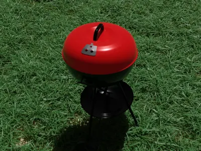 Portable Red Kettle Trolley charcoal barbecue Free 3D model