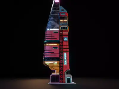 SCIFI CYBERPUNK FUTURISTIC NEON SKYSCRAPER 04 Low-poly 3D model