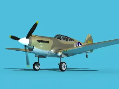 Curtiss P-40B Warhawk V09 USAAF 3D model