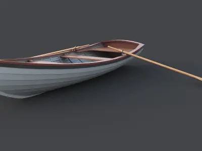 Wooden Boat Low-poly 3D model