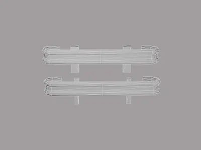 Low roadside iron fence with protective tape Low-poly 3D model