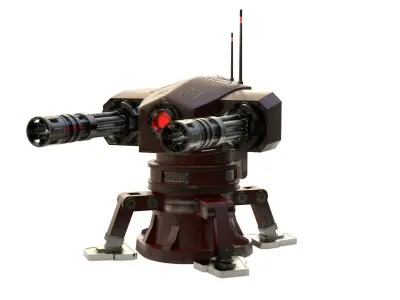 Sci-Fi Turret Gun Low-poly 3D model