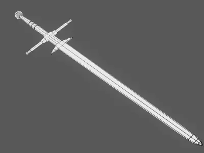 lowpoly rusted great sword - zweihander -PBR Low-poly 3D model