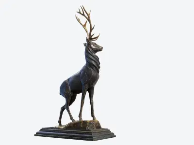 Deer Sculpture Low-poly 3D model