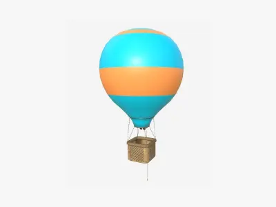 Balloon Hot Air 01 Blue Orange - Aircraft Cartoon Low-poly 3D model