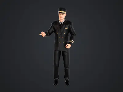 Aircraft pilot Low-poly 3D model