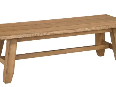 Bensh wooden bench with metal legs 3D print model