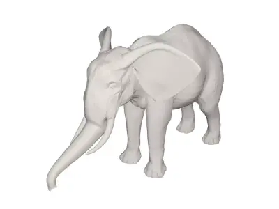 Elephant with long tusks 3D model