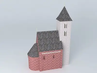 Roman age St Michael temple in Csempeszkopacs Hungary 3D model