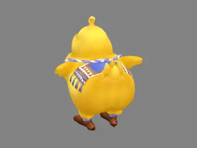 Cartoon fat chicken mount with whistle Low-poly 3D model