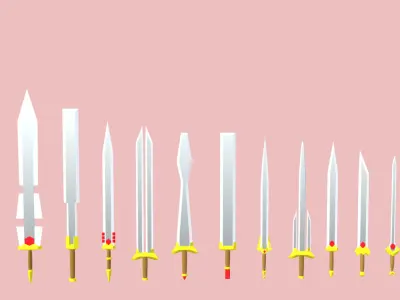 Low-Poly Melee Weapons Pack Low-poly 3D model