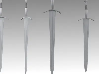 Bastard sword Free low-poly 3D model