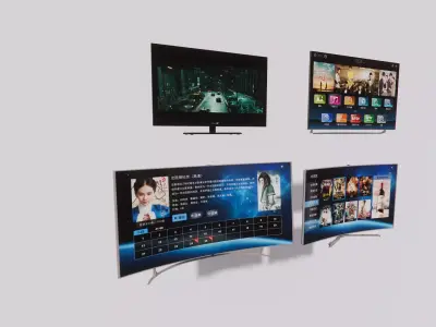 3D Model Smart TV Interface Showcase Low-poly 3D model