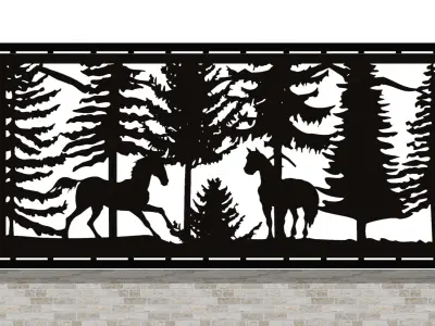 Two-Horses 2 - 30x60-cm - dxf file - laser cut 3D model