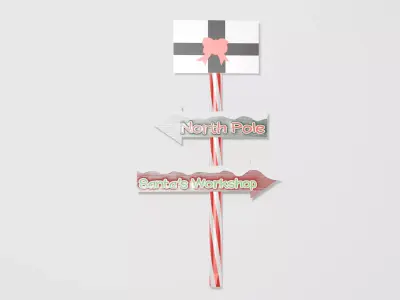 Christmas Outdoor Sign Post Low-poly 3D model