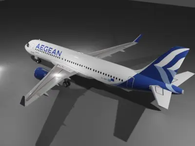 Aegean Airbus a320neo  Low-poly 3D model