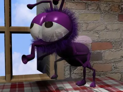 Cartoon Fly Rigged Low-poly 3D model