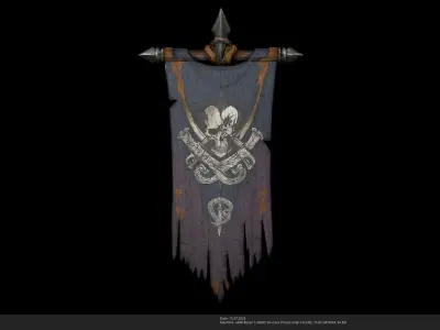 Stylized War Flag 3D Model - AI Low-poly 3D model