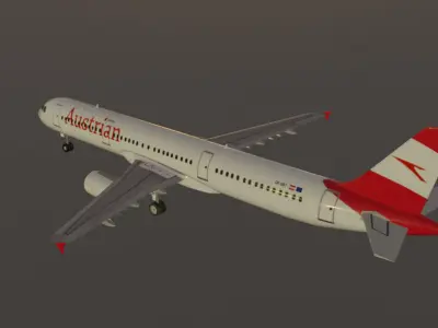 Austrian Airlines airbus a321-211 low poly 3D model Low-poly 3D model