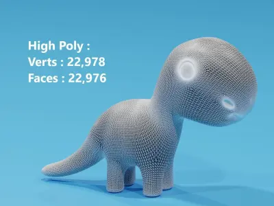 Cartoon Cute Dinosaur Toy Low-poly 3D model