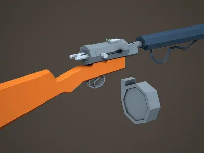 Stylized Hellriegel Machine Gun Low Poly Mobile Ready Low-poly 3D model