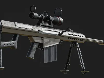 Barrett 50 Cal Sniper Rifle    Low-poly 3D model