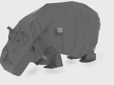 Low-poly hippo paper hippopotamus Free low-poly 3D model