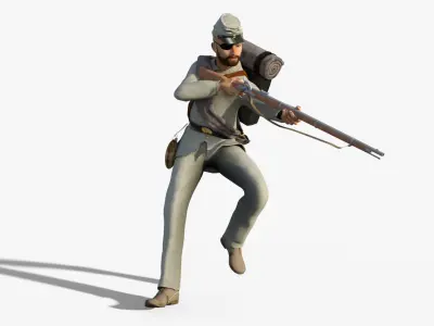 American Civil War Confederate soldier - Johnny Reb Rigged  Low-poly 3D model